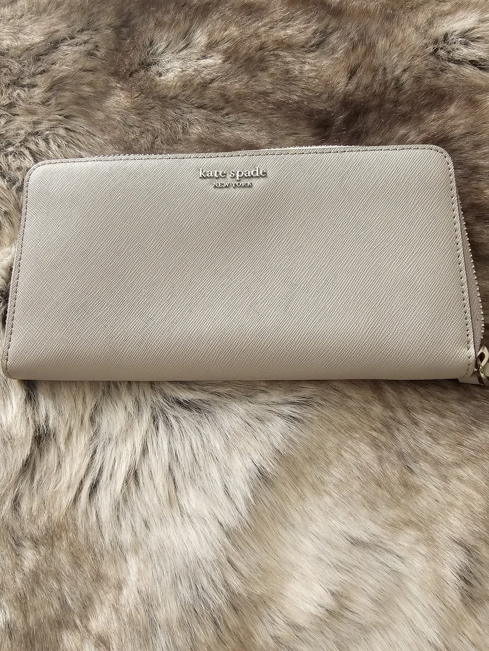 kate spade Beige Zip Around Saffiano Wallet